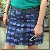 Neon Printed Denim Skirt - front close up